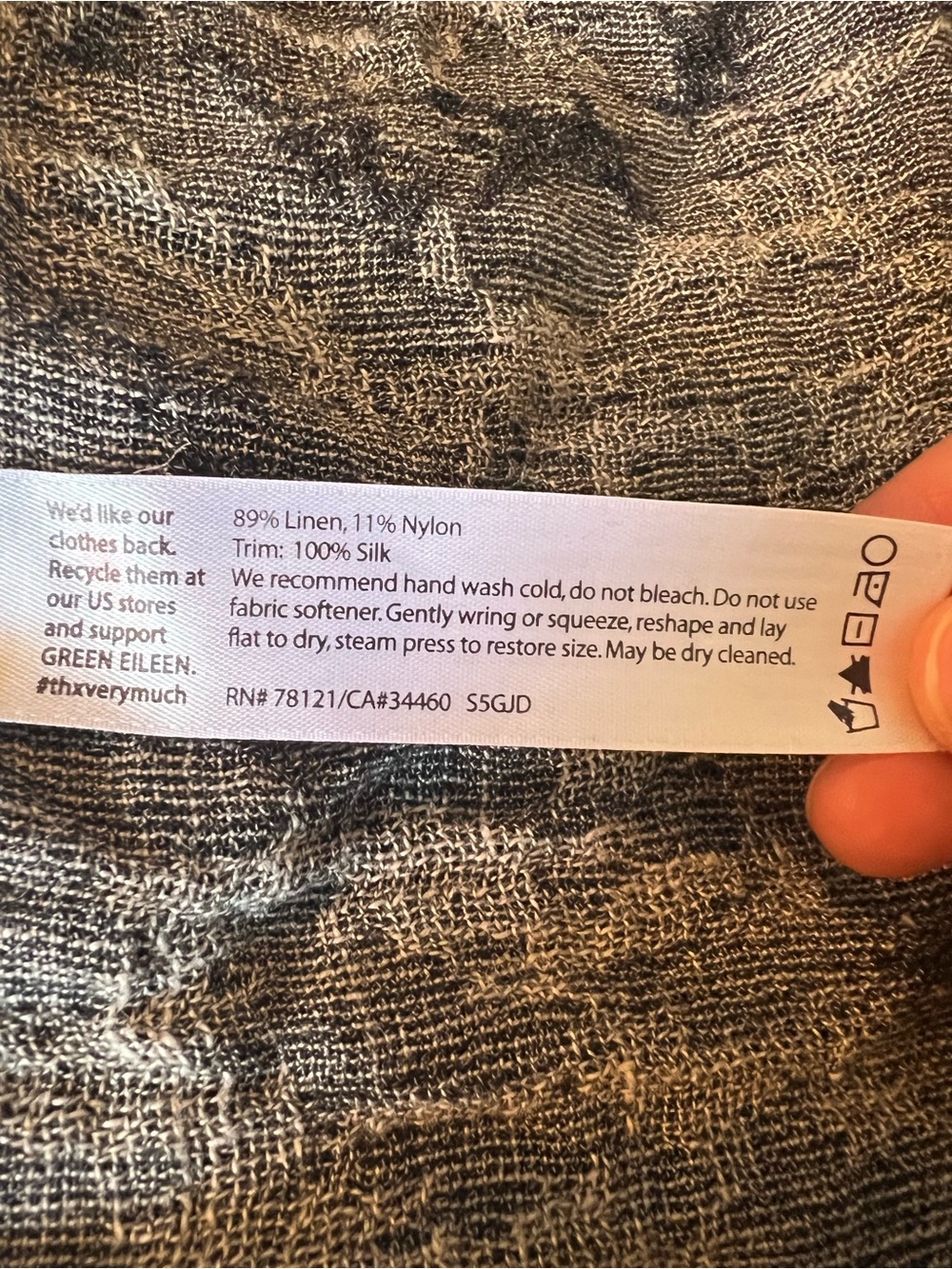Eileen Fisher Gray Marble-Effect Open Front Cardigan - Picture 6 of 6